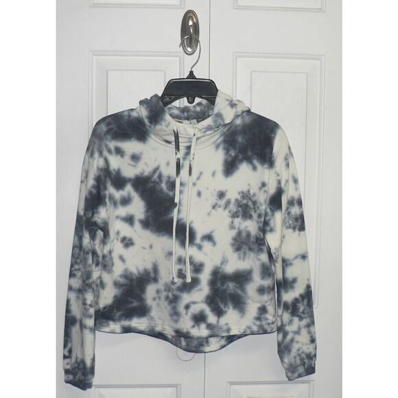 Z by Zella Women's Cropped Long Sleeve Tie Dye Hoodie in Black/Blue XS MSRP $30 - Picture 2 of 5